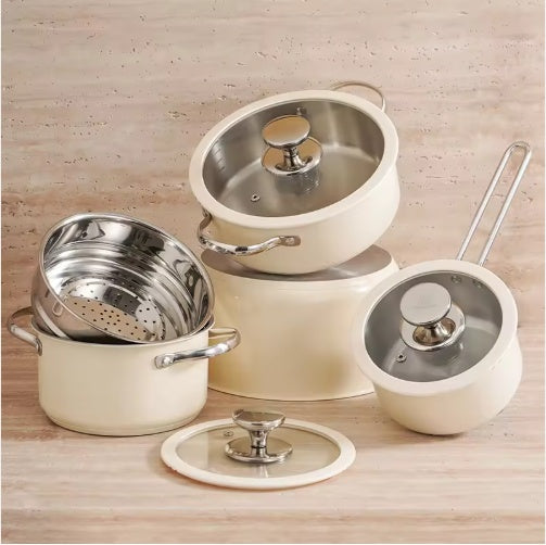Yam Planet™ 9-Piece Ceramic-Coated Stainless Steel Cookware Set