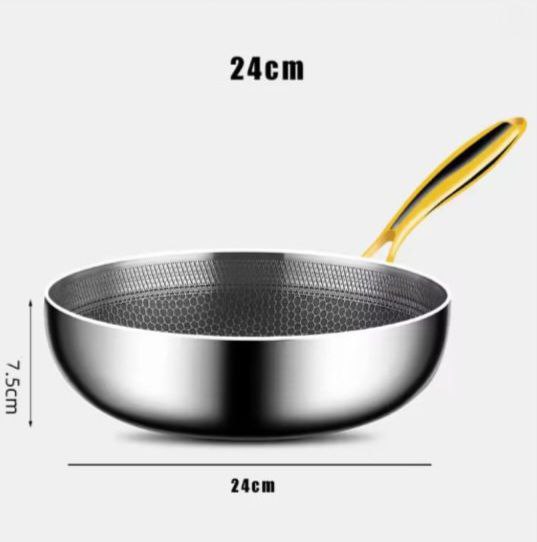 Yam Planet™-316 Stainless Steel Frying Pan Wok Non-stick Cooking Honeycomb Steak