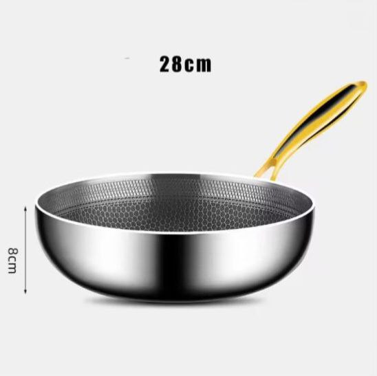 Yam Planet™-316 Stainless Steel Frying Pan Wok Non-stick Cooking Honeycomb Steak