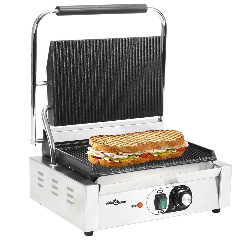 Panini Grill Gegroefd 1800 W 31X30,5X20 Cm Roestvrij Staal