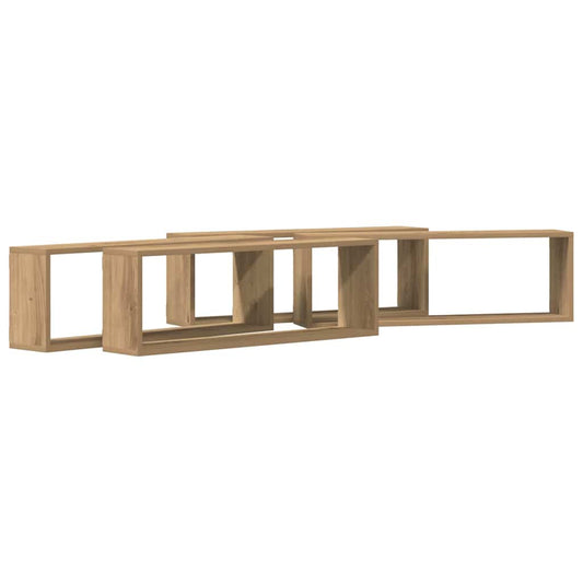 Wandplank 4 Pcs Ambachtelijk Eiken 80 X 15 X 26 Cm Bewerkt Hout