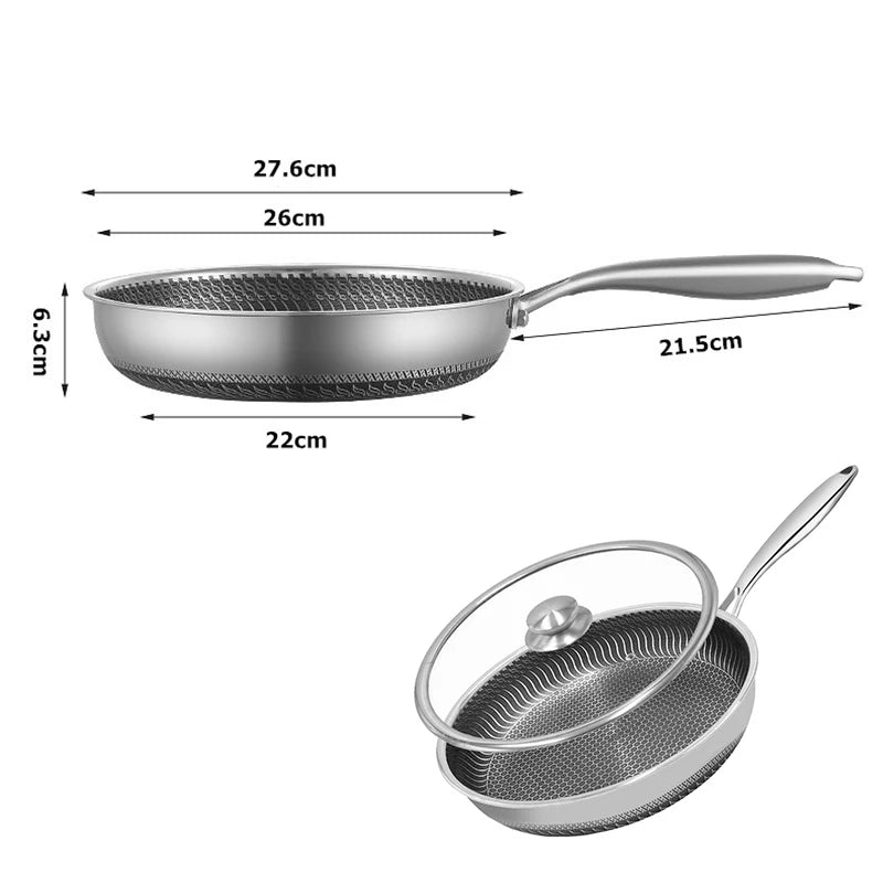 Yam Planet™ Stainless Steel Frying Pan Nonstick Honeycomb Fry Pan