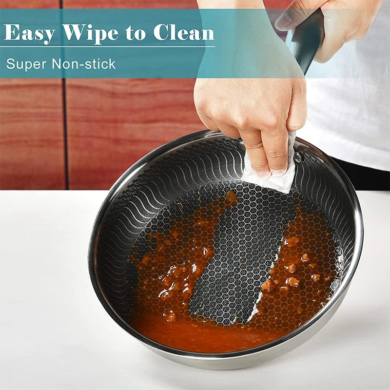 Yam Planet™ Stainless Steel Frying Pan Nonstick Honeycomb Fry Pan