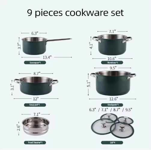 Yam Planet™ 4-Piece Ceramic-Coated Stainless Steel Cookware Set