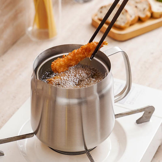 304 Stainless Steel Oil Filter Pot with Fine Strainer & Frying Basket – 67oz