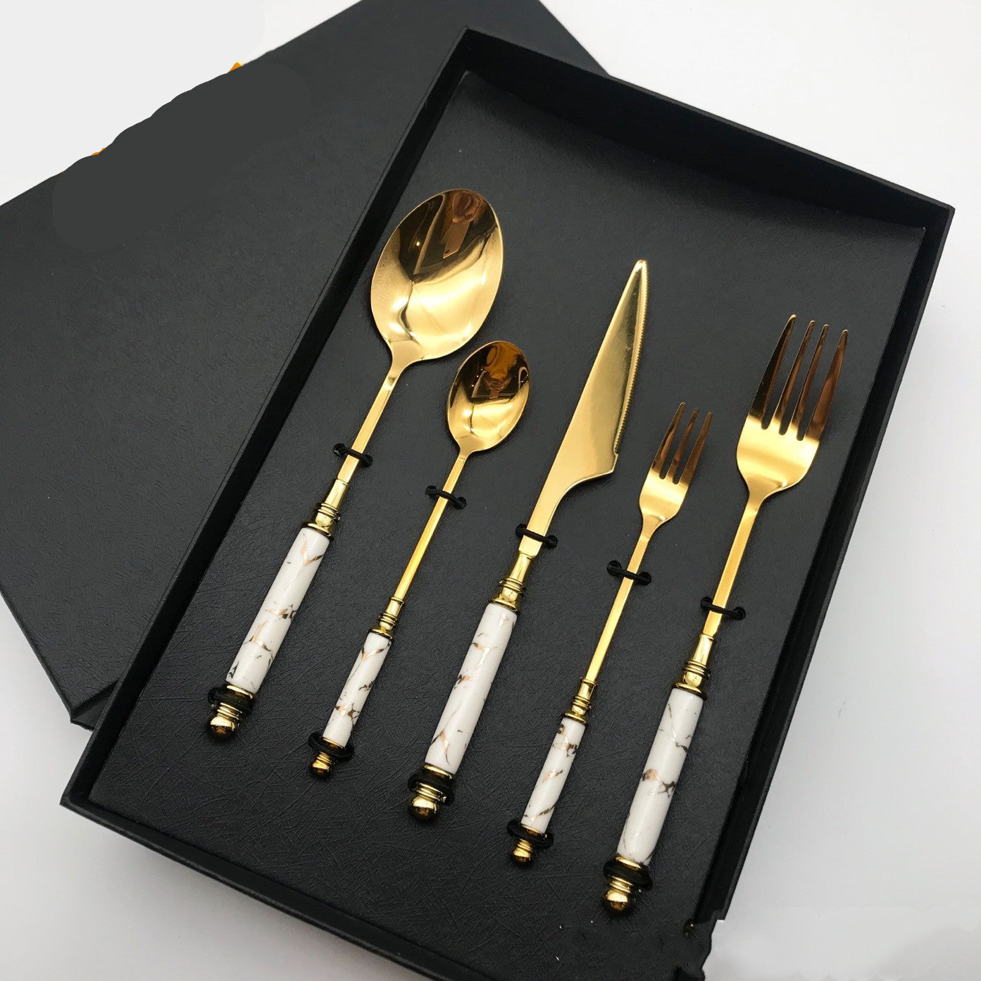 Yam Planet™ Gilded Stainless Steel Tableware Set with Ceramic Handle