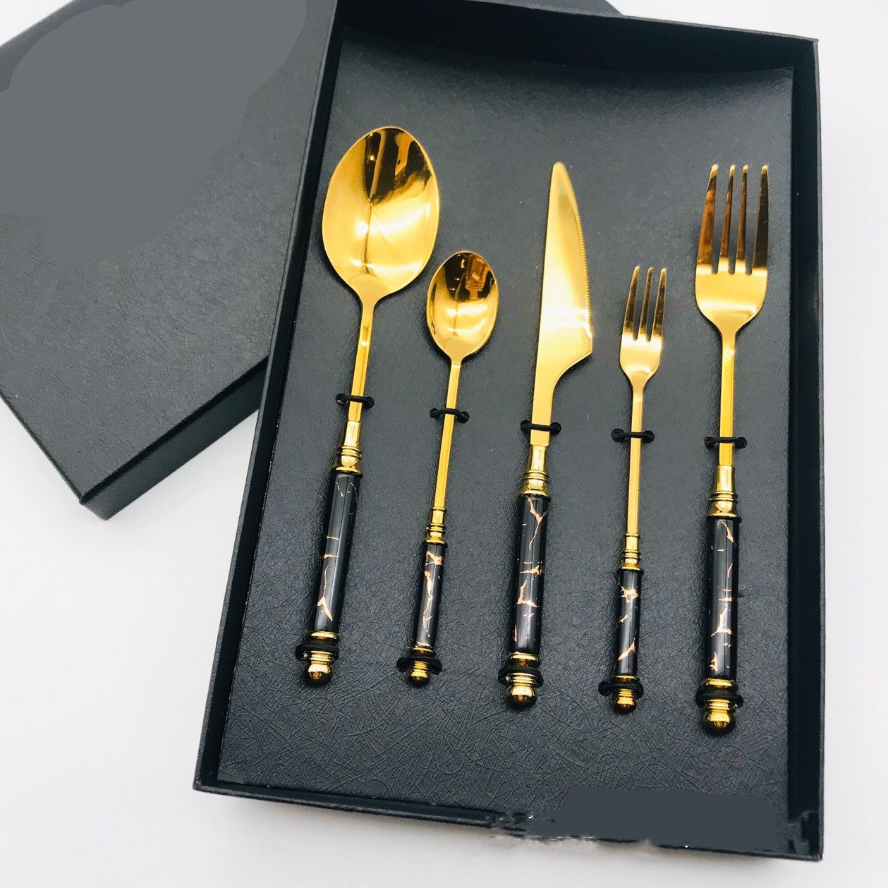 Yam Planet™ Gilded Stainless Steel Tableware Set with Ceramic Handle