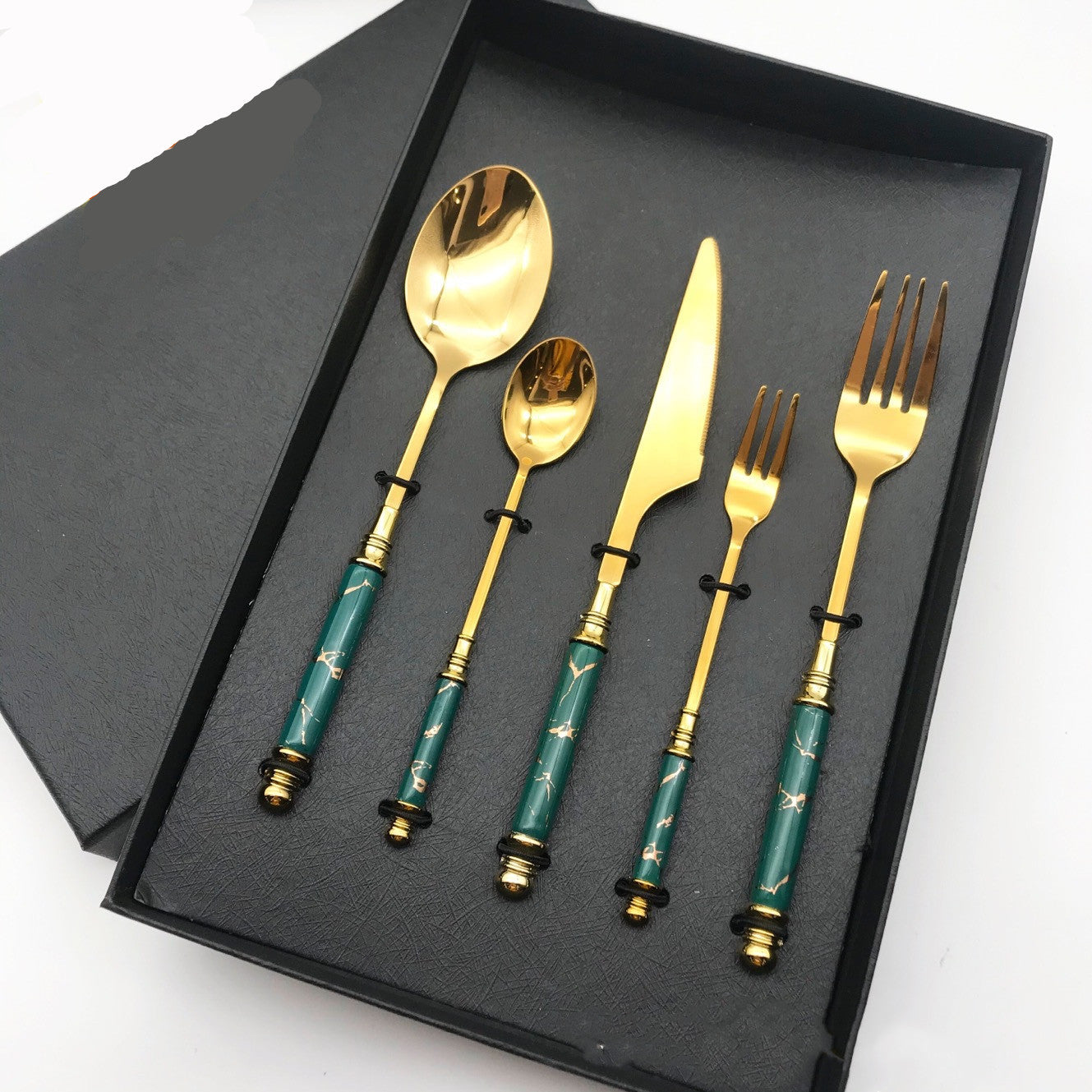 Yam Planet™ Gilded Stainless Steel Tableware Set with Ceramic Handle