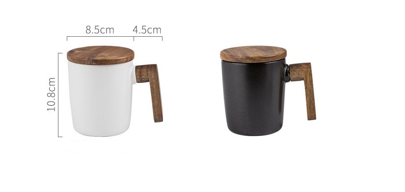 Yam Planet™ Minimal Ceramic Mug with Acacia Wood