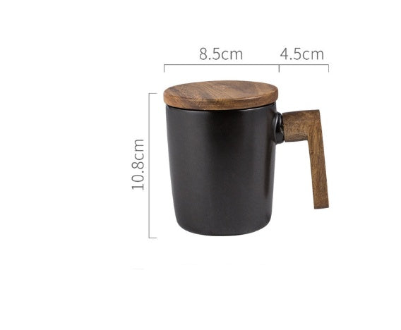 Yam Planet™ Minimal Ceramic Mug with Acacia Wood
