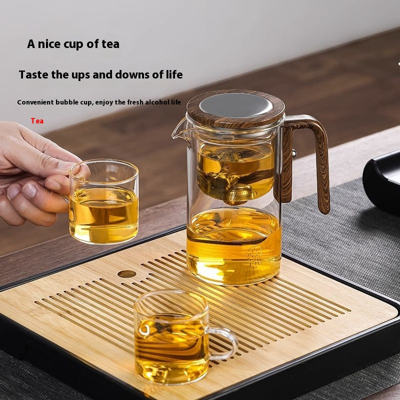 Yam Planet™ One-Click Magnetic Glass Teapot with Wooden Handle