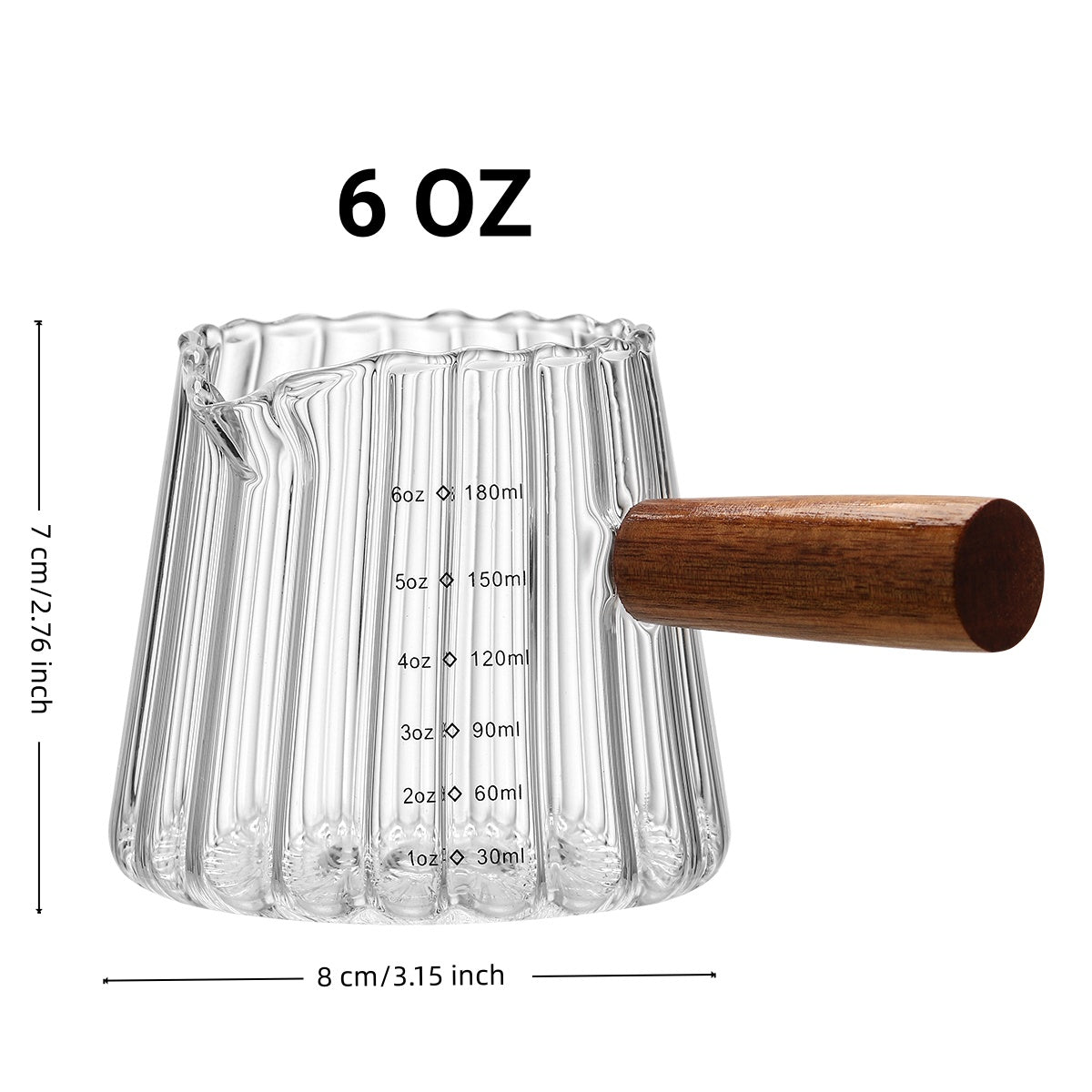 180ml Mini Glass Coffee Cup with Wooden Handle — Heat-Resistant Borosilicate