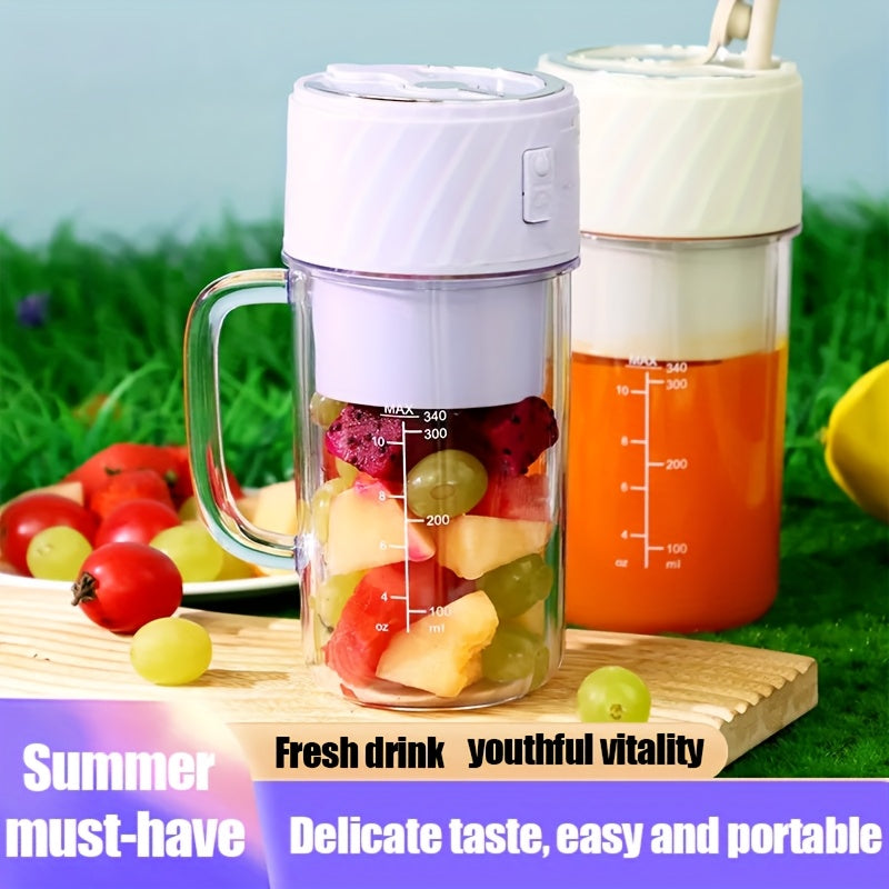Portable Rechargeable Blender Cup — Mini Juicer with Lid, Straw & Handle