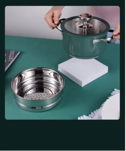 Yam Planet™ 4-Piece Ceramic-Coated Stainless Steel Cookware Set