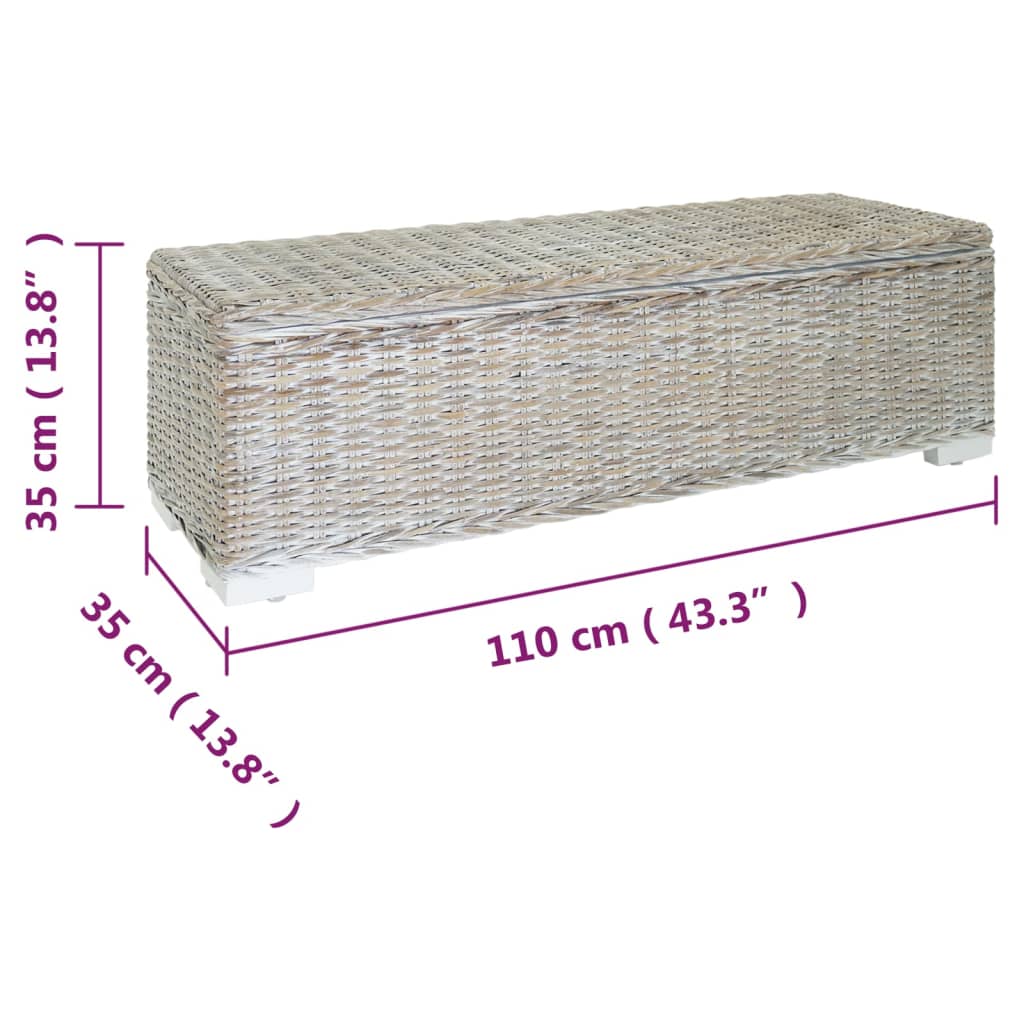 Opbergbox 110 Cm Natuurlijk Kubu Rattan & Massief Mahoniehout