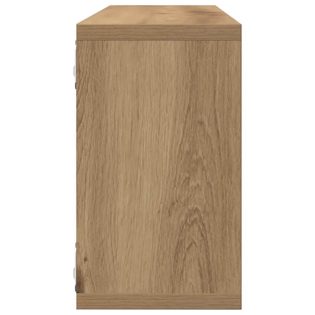 Wandplank 4 Pcs Ambachtelijk Eiken 80 X 15 X 26 Cm Bewerkt Hout