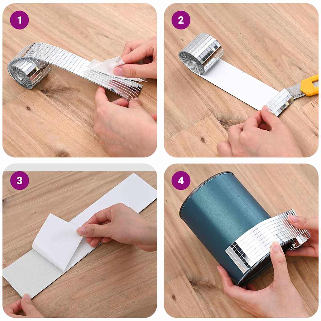 Spiegelmozaïek Tegel Geometrisch 3 Pcs Zilver 100 X 4 Cm Glas