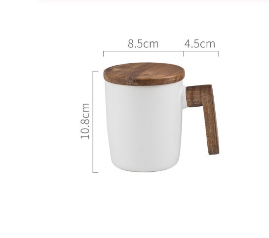 Yam Planet™ Minimal Ceramic Mug with Acacia Wood