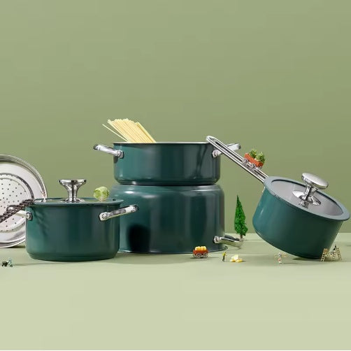 Yam Planet™ 4-Piece Ceramic-Coated Stainless Steel Cookware Set
