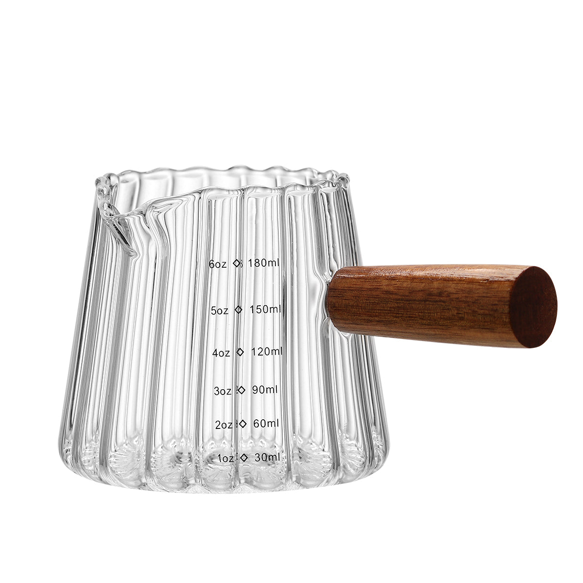 180ml Mini Glass Coffee Cup with Wooden Handle — Heat-Resistant Borosilicate