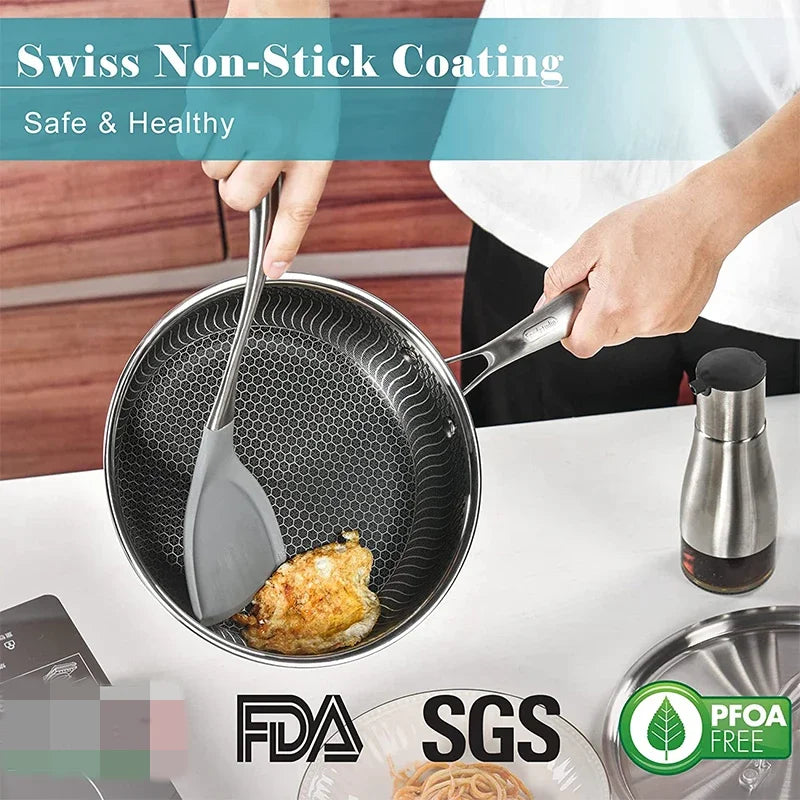 Yam Planet™ Stainless Steel Frying Pan Nonstick Honeycomb Fry Pan