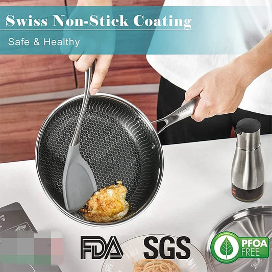 Yam Planet™ Stainless Steel Frying Pan Nonstick Honeycomb Fry Pan