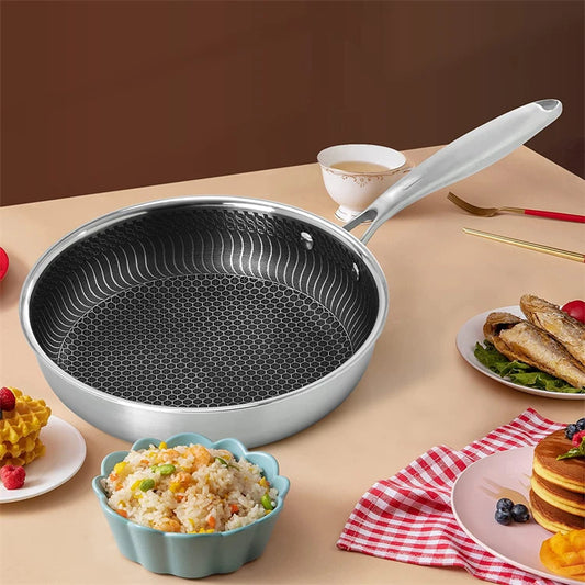 Yam Planet™ Stainless Steel Frying Pan Nonstick Honeycomb Fry Pan
