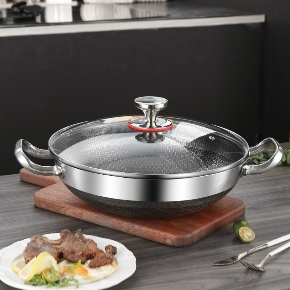 Yam Planet™-304 Stainless Steel Non Stick Wok Pan 32cm