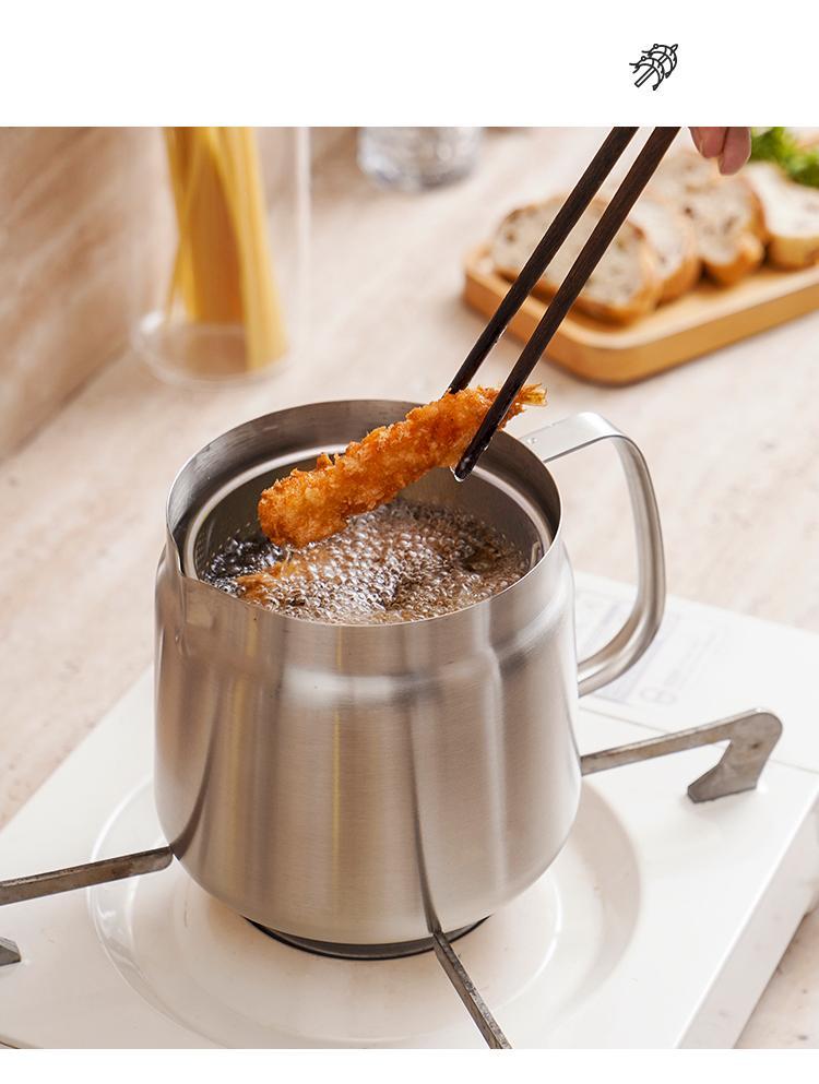 304 Stainless Steel Oil Filter Pot with Fine Strainer & Frying Basket – 67oz