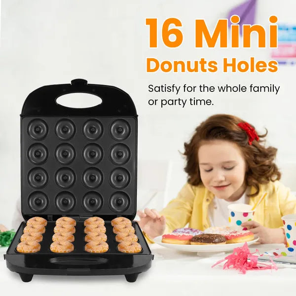 Mini Donut Maker Machine – 16 Donut Holes, Non-Stick Plates & Double-Sided Heating