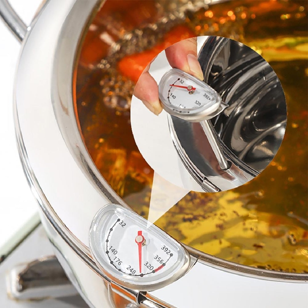 Stainless Steel Deep Fryer Pot with Temperature Control & Lid