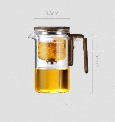 Yam Planet™ One-Click Magnetic Glass Teapot with Wooden Handle