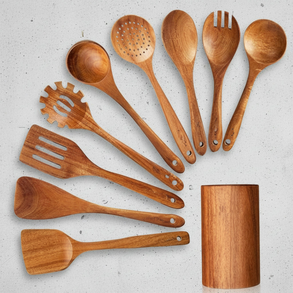 Yam Planet™ Thailand Teak Natural Wood Kitchen Tool Set