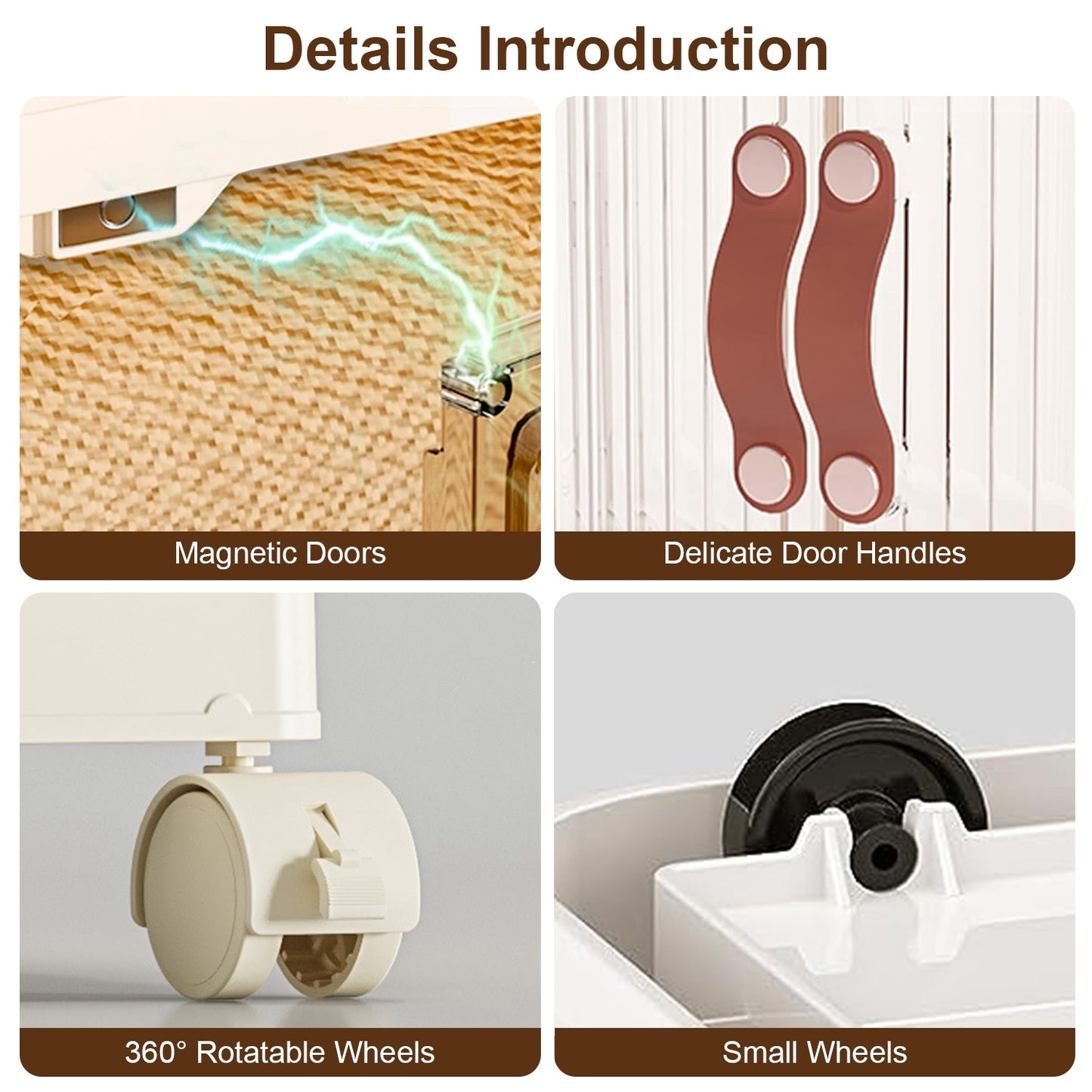 3Pcs Foldable Storage Bins With Lid Wheels Front Magnetic Door Fedex Shipping