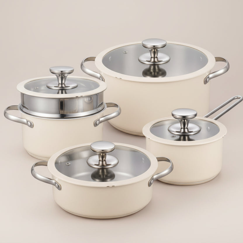 Yam Planet™ 9-Piece Ceramic-Coated Stainless Steel Cookware Set