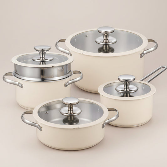 Yam Planet™ 9-Piece Ceramic-Coated Stainless Steel Cookware Set
